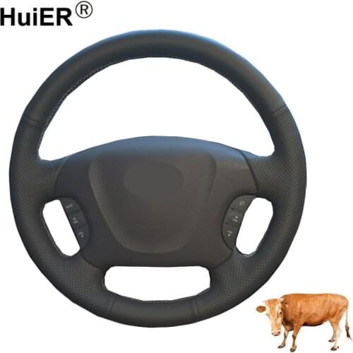 Hand Sew Car Steering Wheel Cover Wrap Cow Leather Volant For Kia Magentis II 2005 2006 2007 2008 2009 2010 Auto Car Protector