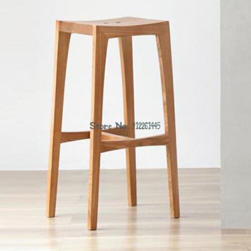 Nordic solid wood bar stool household walnut bar chair simple cherry Japanese high stool bar stool