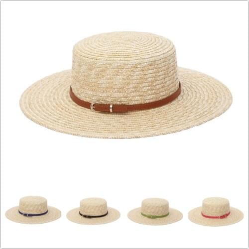 New Belt Strap Straw Sun Hat For Women Fashion Vacation Beach Cap Wide Brim INS Sunshade Panama Hats Outdoor Wholesale