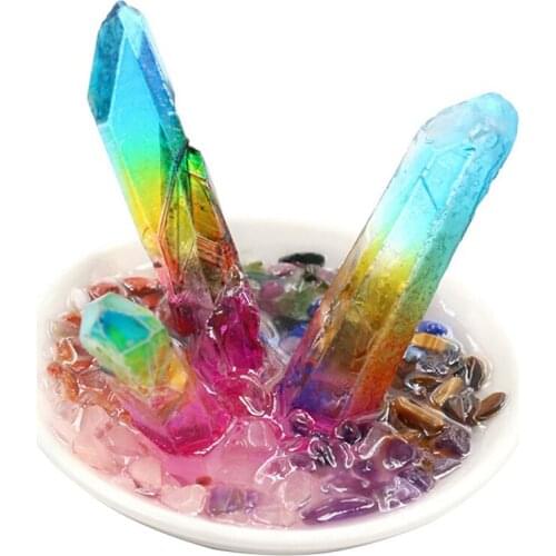 Colorful Crystal Column Ring Tray Jewelry Storage Display Rack Tray Ornaments Electroplating Crafts