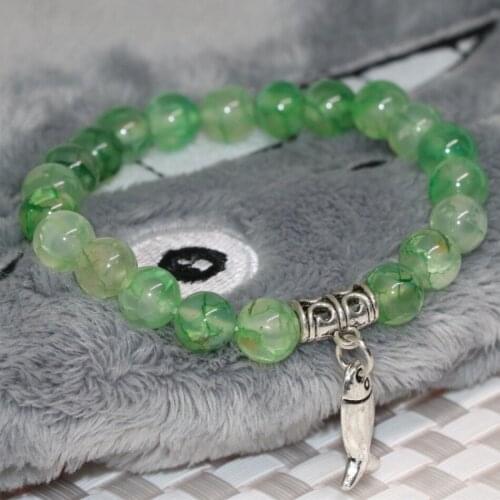 High quality apple green natural popcorn agat carnelian stone onyx round beads 8mm bracelets for women jewelry 7.5inch B2027