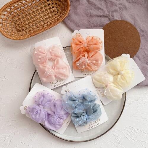 2 Piece/set Hair Pins Hair Clips For Girls Bow Hair Grips Bow Mesh Hair Wear Kids Daily Headdress Children Gift Hairpins