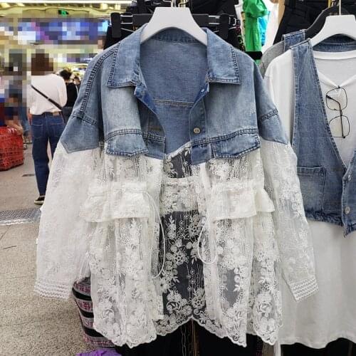 Womens Denim Jacket Lace Jacket 2020 Spring Summer New Lace Jeans Coat Fashion Ladies Jackets Ropa De Mujer Chaquetas Mujer