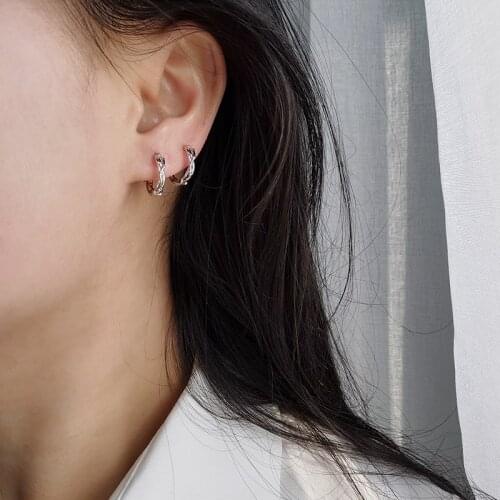 925 sterling silver jewelry with retro thorns twist braid round earrings unisex fashion all-match ear buckle for women gifts