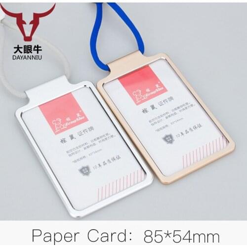 Medium size vertical work ID card holder aluminum alloy work card badge with adjustable Lanyard exhibition board for men&women