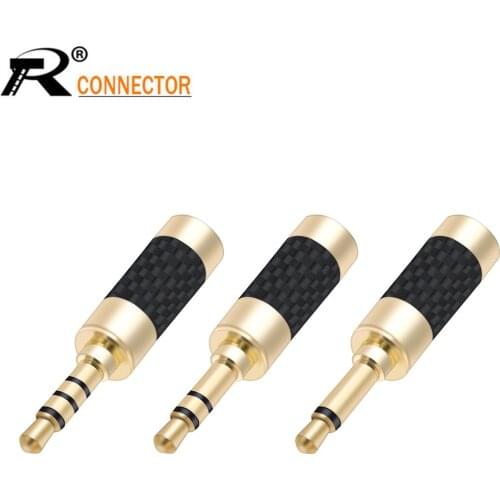 1PC Right Angle Gold Plated 3.5mm Stereo Mini Jack Plug 3pole Connector Carbon Fiber Mini Plug jack Fit for cable up to 6mm