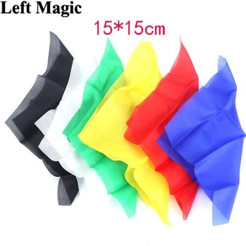 15*15cm Colorful Silk Scarf Close Up Magic Tricks Red Blue Green Blue Black White Color Magic Silk Street Stage Magic Props