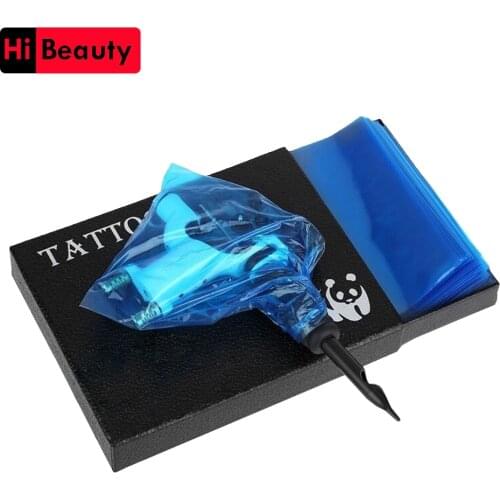 200pcs/bag Disposable Hygiene Tattoo Clip Cord Bag Plastic Blue Tattoo Machine Clip Cord Sleeve Cover Bag Size 105x120MM