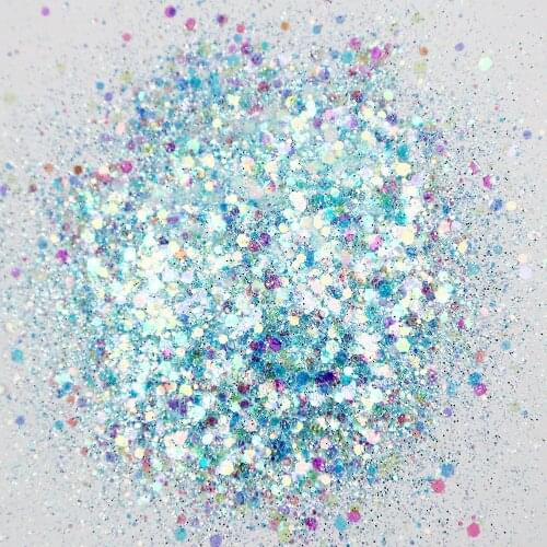50g Japanese Candy Rainbow Color Chunky Glitter Hexagon Silver/Green Mixed Size Manicure Symphony Nail ART Flashglitter #MD73/74
