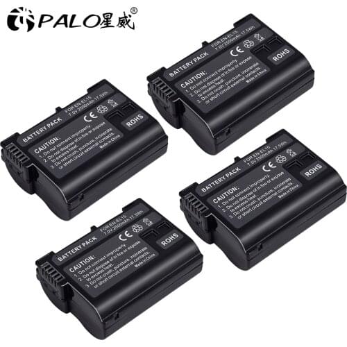 PALO 4PCS 2500 mAh EN-EL15 en-el15 Camera Battery for NIKON D500 D7000 D7100 D800 D800E D600 D610 D810 D7200 D7500 V1 D850