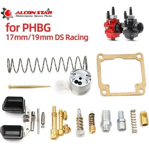 Alconstar- Motorcycle Carburetor Repair Kit Set Gasket Kit For Dellorto PHBG 17mm 19mm DS Racing Float Needle Seat Jet