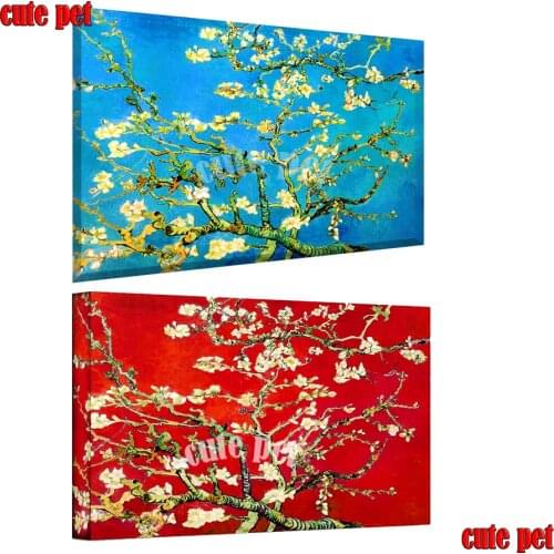 5D DIY diamond painting Interpretation Blossoming Almond Tree cross stitch Flower Branch diamond Needlework mosaic home decor