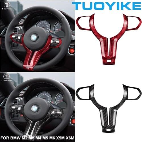 Car Styling Real Carbon Fiber Steering Wheel Trim Cover Decorative Sticker For BMW M Sport M2 M3 M4 M5 M6 X5M X6M F82 F83 Inner