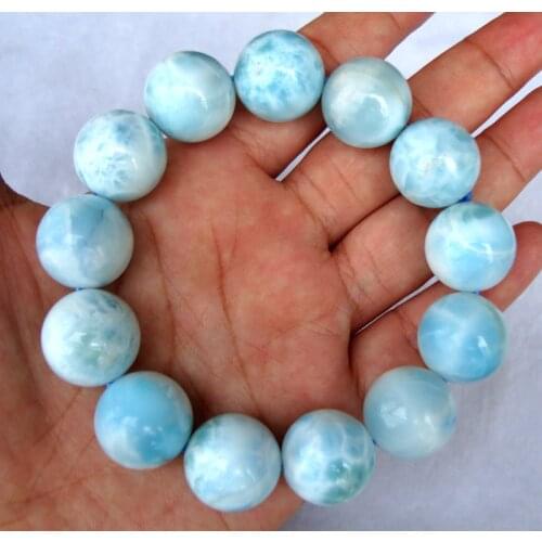 Free Shipping Natural Larimar Round 18mm Beads Stretch Bracelet Women Jewelry Accessories Weddings Parties Gift