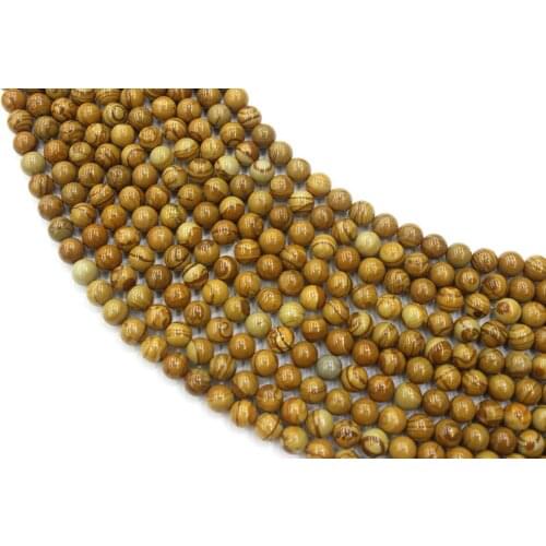 Natural Yellow Wood Grain Round Loose Beads Strand 6/8/10/12MM For Jewelry DIY Making Necklace Bracelet