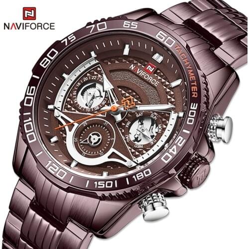 Direct Selling NAVIFORCE Best Selling Mens Watches With A 24 Hours Stainless Steel Week Display Waterproof Male Clock Wristwatch