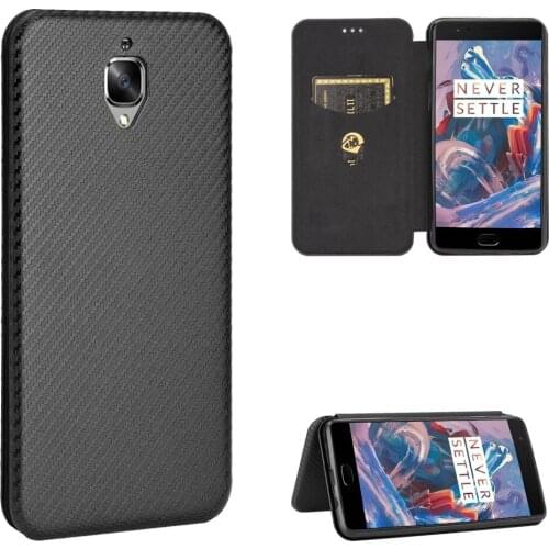 For OnePlus 3 Case Luxury Flip Carbon Fiber Skin Magnetic Adsorption Case For OnePlus 3T 3 T OnePlus3 OnePlus3T Phone Bags