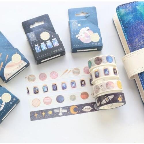 Domikee creative Japanese cartoon sky stars pattern decorative DIY washi paper masking tape for journal diary planner stationery