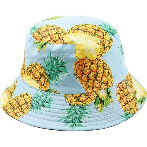 Hats Cute Fruit Print Double Side Folding Fisherman Sun Hat Unisex Outdoor Bucket Cap