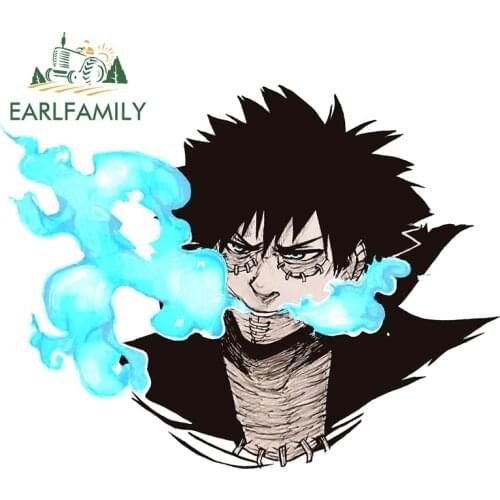EARLFAMILY 13cm x 9.9cm for My Hero Academia Dabi Car Stickers Creativite Refrigerator Trunk Decal Waterproof Sunscreen Decor