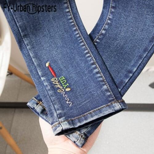 FY-Urban hipsters Women's Jeans With Embroidery