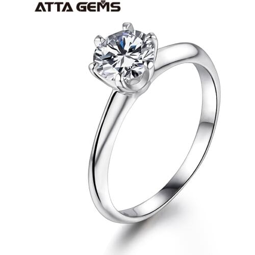Classic Six Claw 1ct~3ct Moissanite Ring Round Brilliant Cut Diamond Test Passed Moissanite Diamond Solitaire Rings for Women