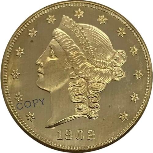 1902 United States 20 Twenty Dollars Liberty Head Double Eagle with motto Gold coin Brass Collectibles Copy Coin