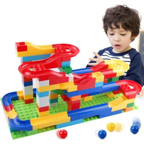 Marble Race Run DIY Maze Balls Building Blocks Duploed Funnel Slide Big Large Size Bricks Legoing Bricks Gifts Toys for Children