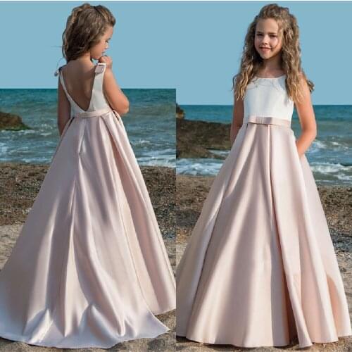 Fancy Flower Girl Dresses For Weddings Vestidos daminha Kids Evening Pageant Gowns with Bow First Communion Dresses For Girls
