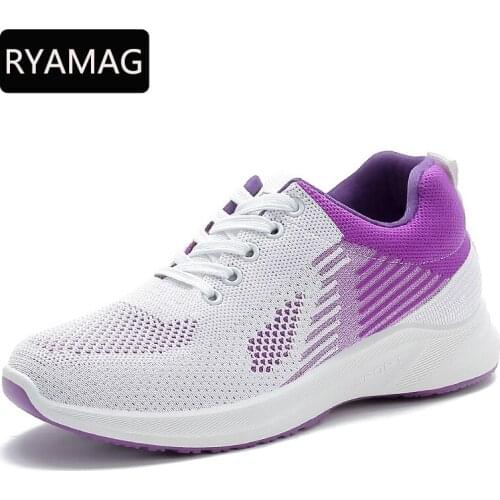 RYAMAG Ladies Trainers Casual Mesh Sneakers Pink Women Flat Shoes Lightweight Soft Sneakers Breathable Footwear Basket Shoes