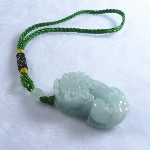 Natural Jadeite A Stone Pendant Handmade Weave Carved PIXIU Women Mens Gift Pendant Jades Jewelry Brave Pendant