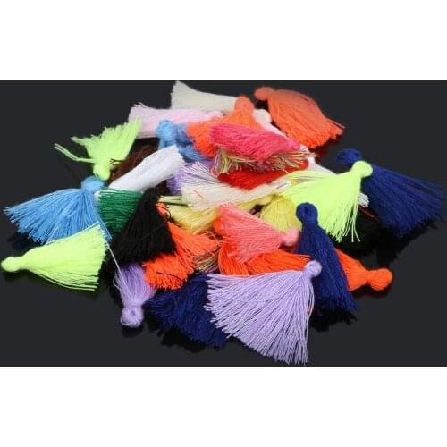Mix 50Pcs 27mm Mini Tassel Fringe Pendant DIY Material Cotton Cords Tassel Trim Garments Curtains Jewelry Decor Tassels Lace