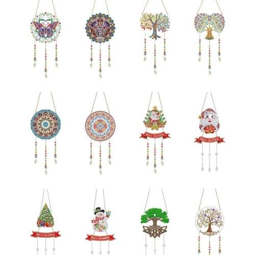 DIY 5D Mosaic Crystal Prism Pendant Diamond Resin Painting Kit Hanging Craft Ornaments Home Decoration Wind Chime Christmas Gift