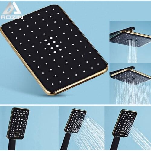 Free Shipping Rainfall Shower Head Over-head Shower Sprayer Multifunction Bath Showerhead with Handshower Black Color