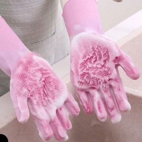 Housework Cleaning Gloves Multifunctional Dishwashing Gloves Silicone Waterproof High Temperature Resistant Kitchen Clean Tools
