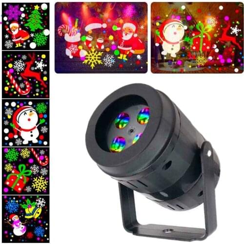 20 Patterns New Year Christmas Decoration LED Laser Projector Light Snowflake Elk Projection Lamp Stage Indoor Lighting Decor