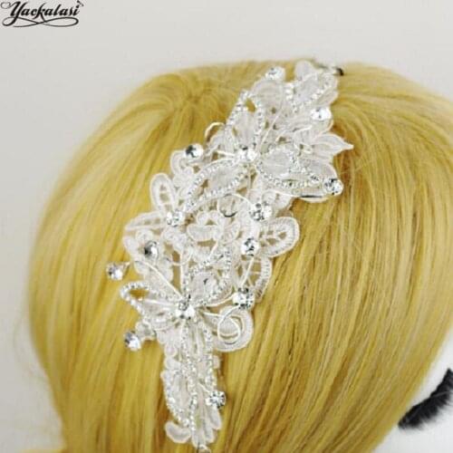 YACKALASI Bride Wedding Crystal Floral 3D Princess White Floral Trims Veils Diamond Hairpin 18*6cm