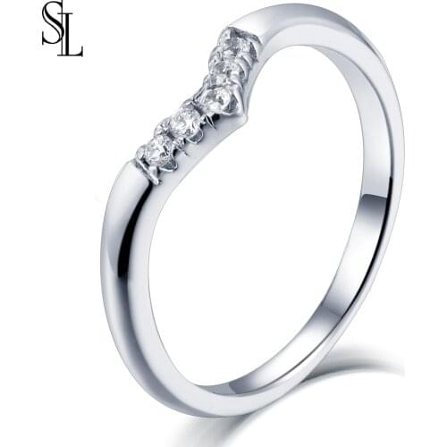 SL S925 Shining Couple Rings Sterling Silver Marriage Engagement Ring Valentines Day Gift Stylish jewels