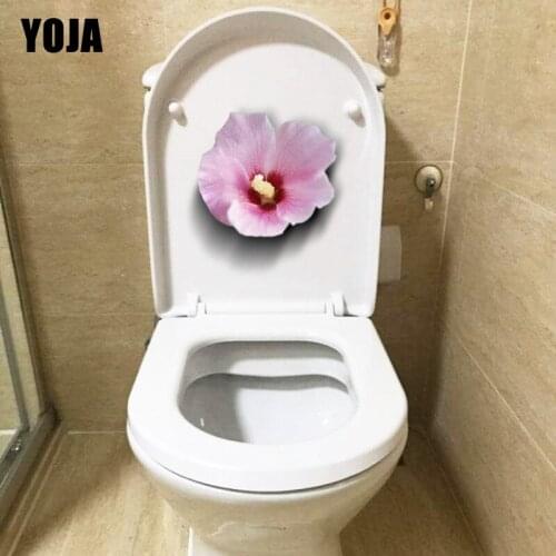 YOJA 21.7*23CM Traditional Hibiscus Flower Creative Toilet Decor Home Living Room Wall Sticker T1-0447