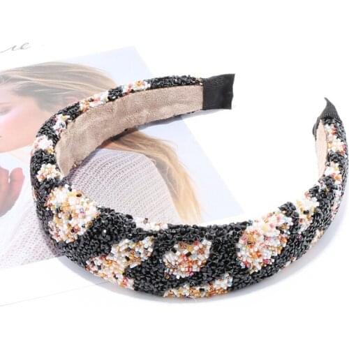 Unique Spanish Colorful Crystal Bead Headbands Original Handmade Leopard Studs Stone Hairbands Women Crown Head Hoop Accessories