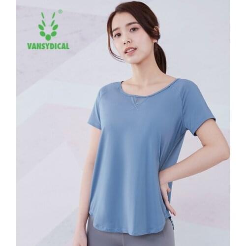 VANSYDICAL Summer Running Shirt Women Solid Short Sleeve Mesh Patchwork Yoga Tops Gym Clothing Fitness Sportswear Workout Shirt