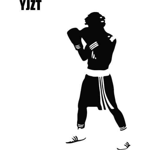 YJZT 7.7*16.5CM Unique Boxing Gloves Gym Sport Fitness Decor Car Sticker Silhouette Vinyl Accessories C12-0782