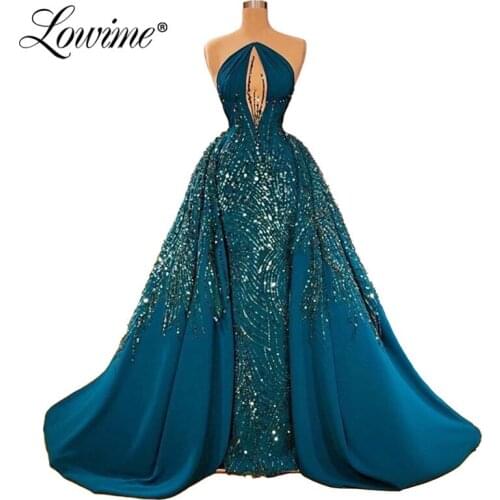 Gorgeous Crystal Beading Prom Dresses Abendkleider Saudi Arabic A Line Evening Gowns Robe Soiree Dubai Dresses Woman Party Night