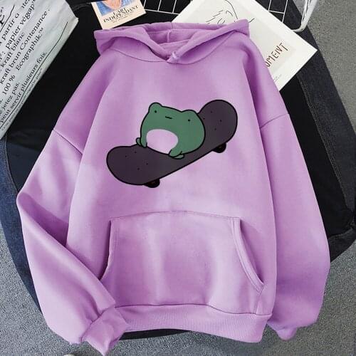 2021 Winter Skateboard Frog Oversized Hoodies Sweatshirt Men And Womens Harajuku Warm Pullover Drawstring Womens Korean Style