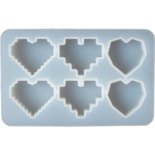 1pcs Crystal Silicone Epoxy Mould Three Style Pixel Love Shape Resin Mold For DIY Jewelry Accessories Decoration Craft