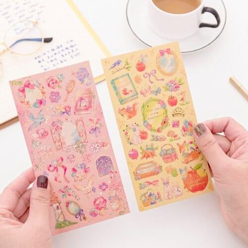 1pcs/lot Kawaii fantasy fairy tale world princess flower sticker hot stamping Decoration Scrapbooking DIY Sticker Stationery