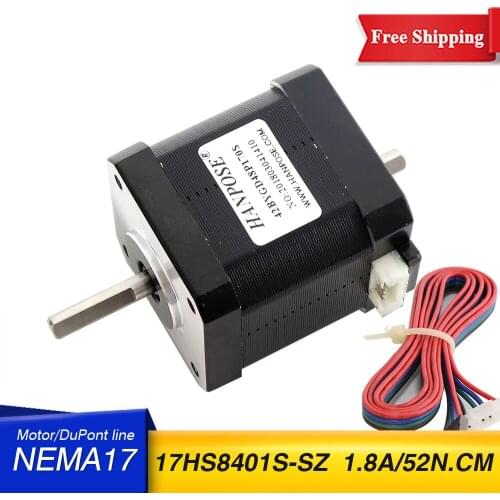 10PCS double shaft motor 4-lead 42 motor 1.8A 52N.cm 17HS8401S motor for 3D printer and cnc nema17 stepper motor