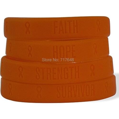 100pcs SURVIVOR FAITH STRENGTH HOPE Pink Awareness wristband silicone bracelets free shipping by FEDEX