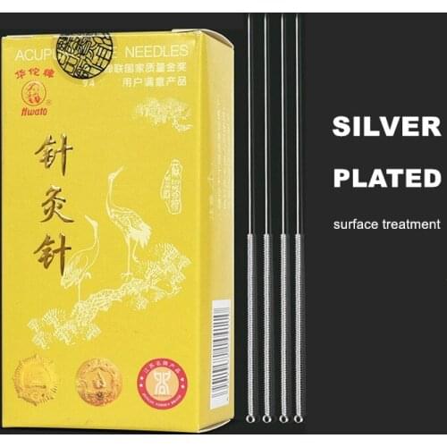 200Pcs/Box Chinese Medicine Silver-Plated Sterile Acupuncture Needles ZhenJiu Shiny Silver Color Needle Reuse Disinfection