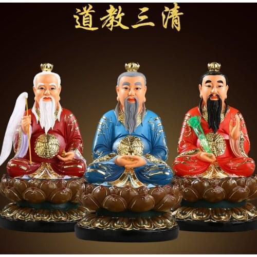 3p Taoism ZU SHI Gods Temple HOME Altar protection Worship TAI SHANG LAO JUN YUAN SHI TIANZUN DAODE God BUDDHA FENG SHUI statue